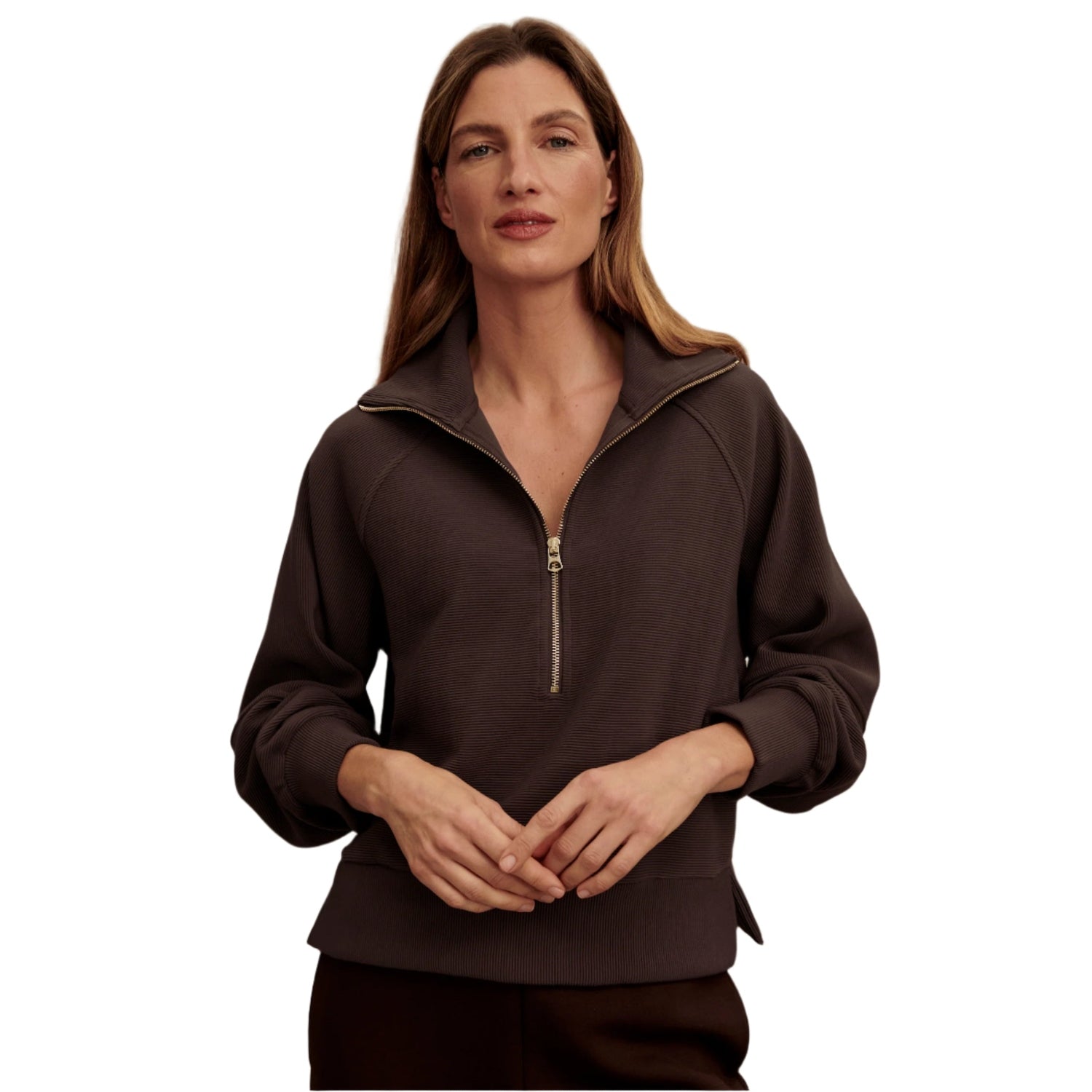 Women’s Milano Half Zip Sweat Varley - COBE COFFEE BEAN / XS