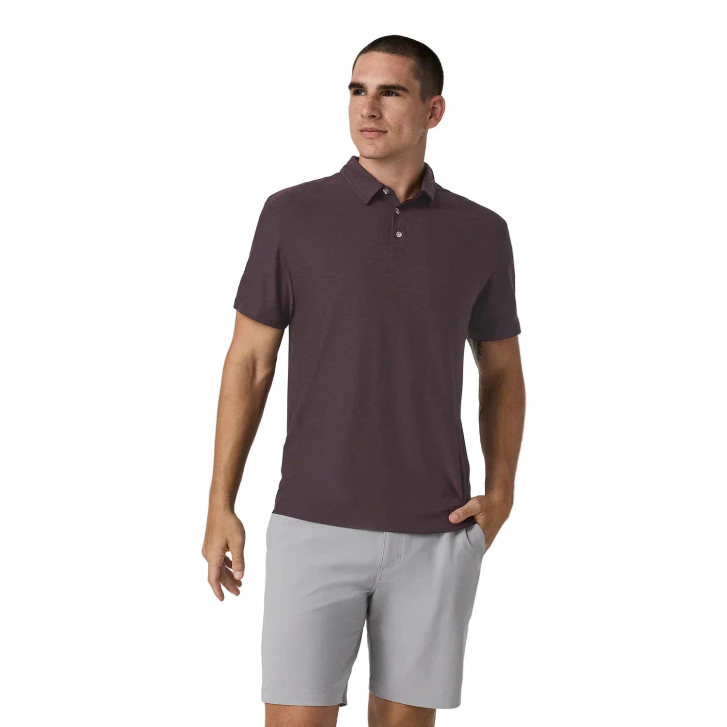 Men’s Strato Tech Polo Vuori - HRA RAISIN HEATHER / S