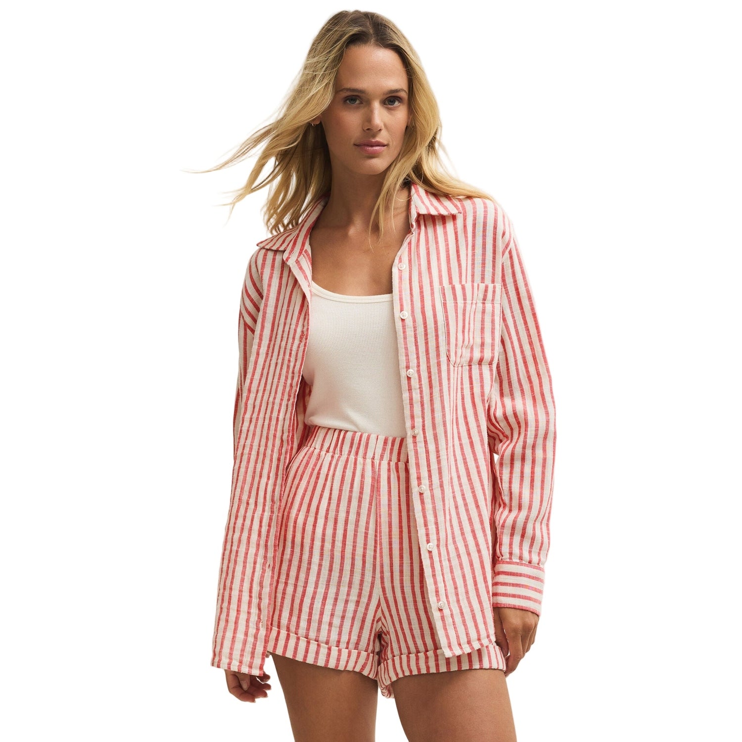 Women’s Saturdays Stripe Shirt Z Supply - CSC CRIMSON CRUSH