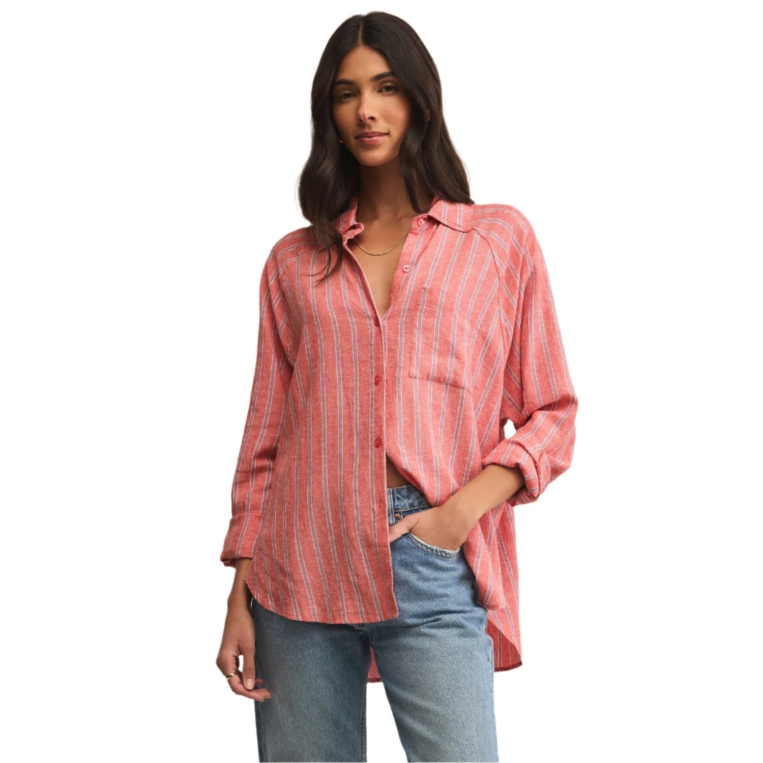 Women’s The Perfect Linen Top Z Supply - PSM PERSIMMON / XS